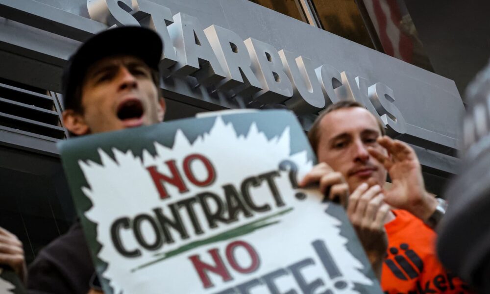 Starbucks Workers United union strikes on Red Cup Day